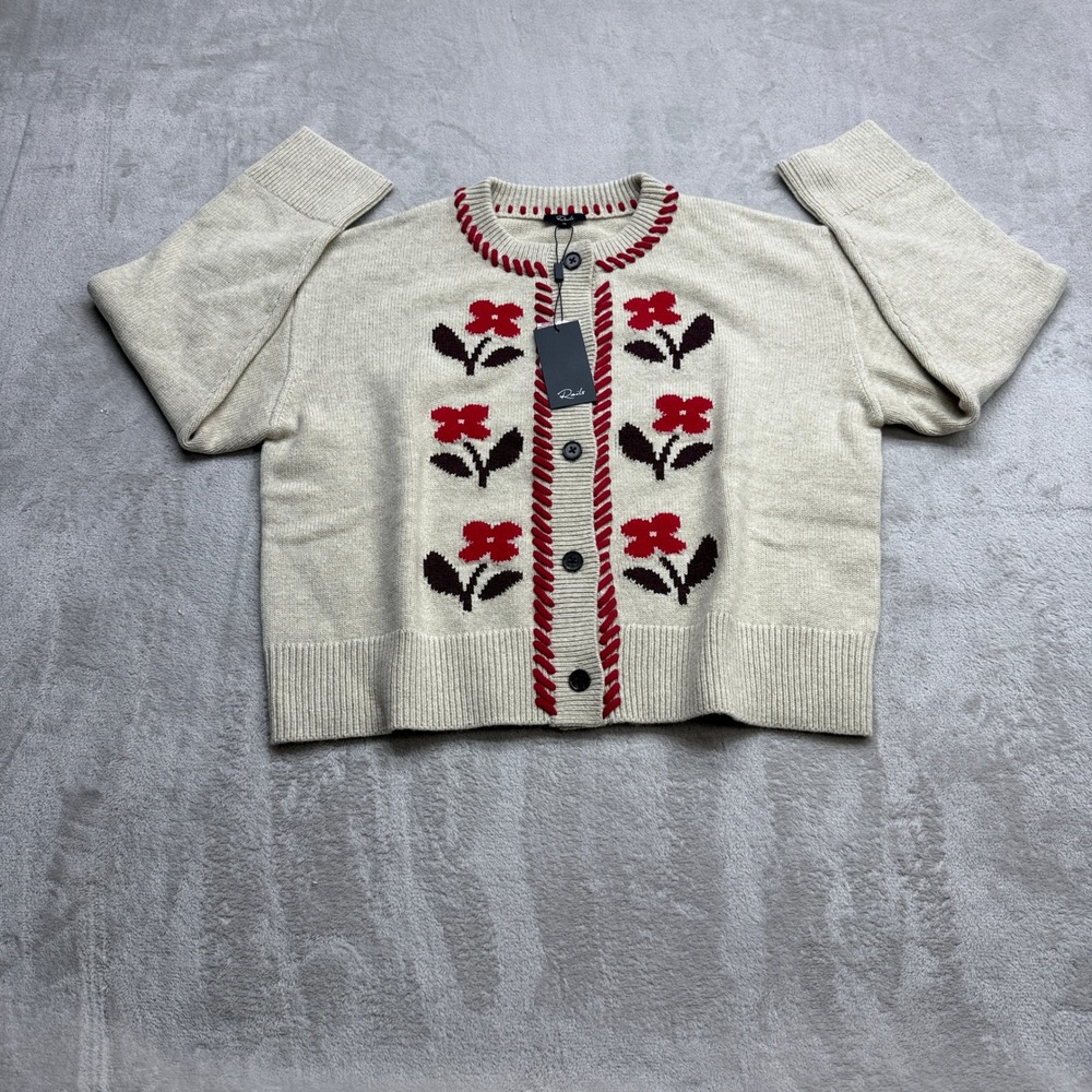 Anthropologie Rails Mavie Carmine Cardigan Womens XL Oatmeal Whipstitch Sweater - Picture 2 of 11